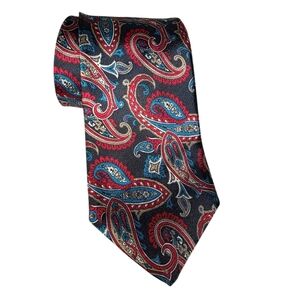 VAN HEUSEN Men's Paisley Silk Tie - Black, Red, Blue